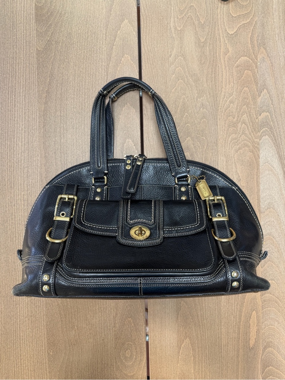 Coach 11085 Miranda Satchel Black Pebbled Leather Bag Y2K